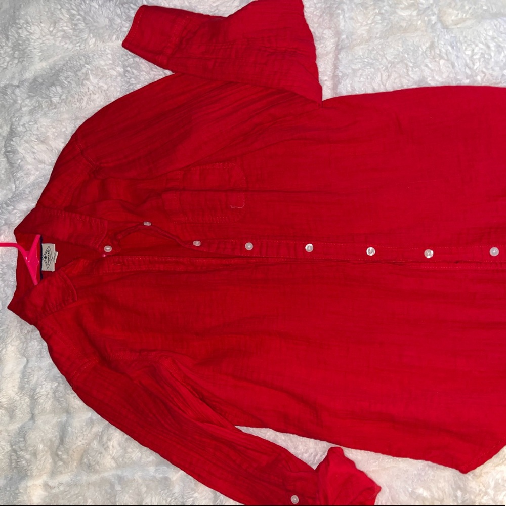 Summer red linen shirt